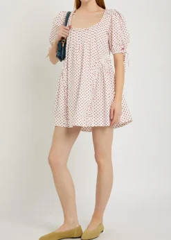 Meri polka-dot ruffled cotton-poplin mini dress