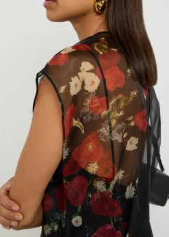 Merith floral-print ruffled silk mini dress