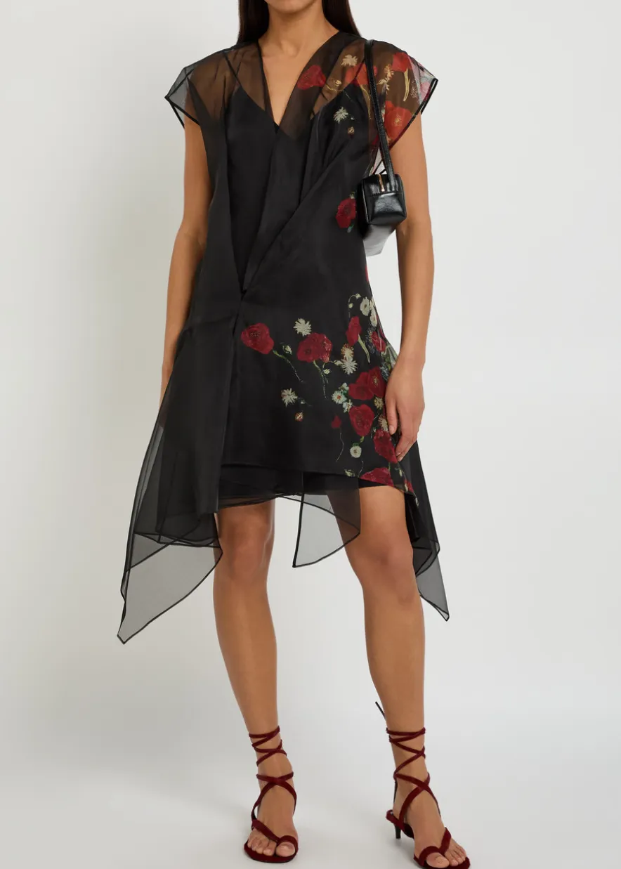 Merith floral-print ruffled silk mini dress