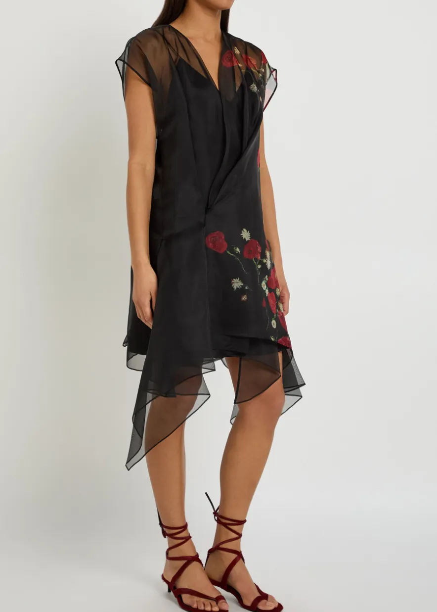 Merith floral-print ruffled silk mini dress