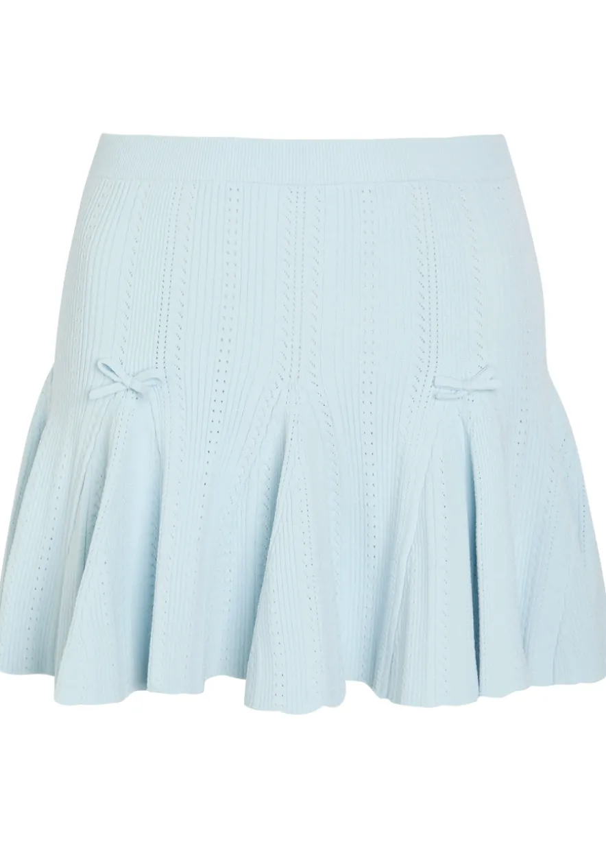 Meryl bow-appliquéd pointelle-knit mini skirt