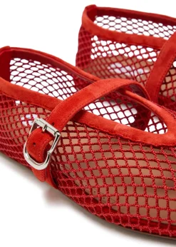 Mesh and suede ballet flats