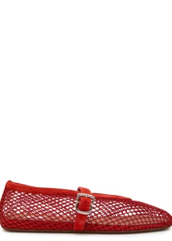 Mesh and suede ballet flats