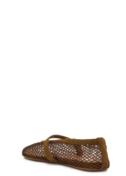 Mesh and suede ballet flats