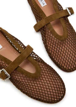 Mesh and suede ballet flats