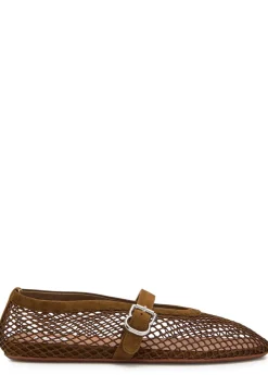 Mesh and suede ballet flats