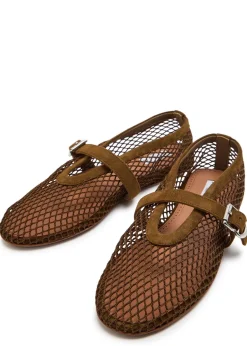 Mesh and suede ballet flats