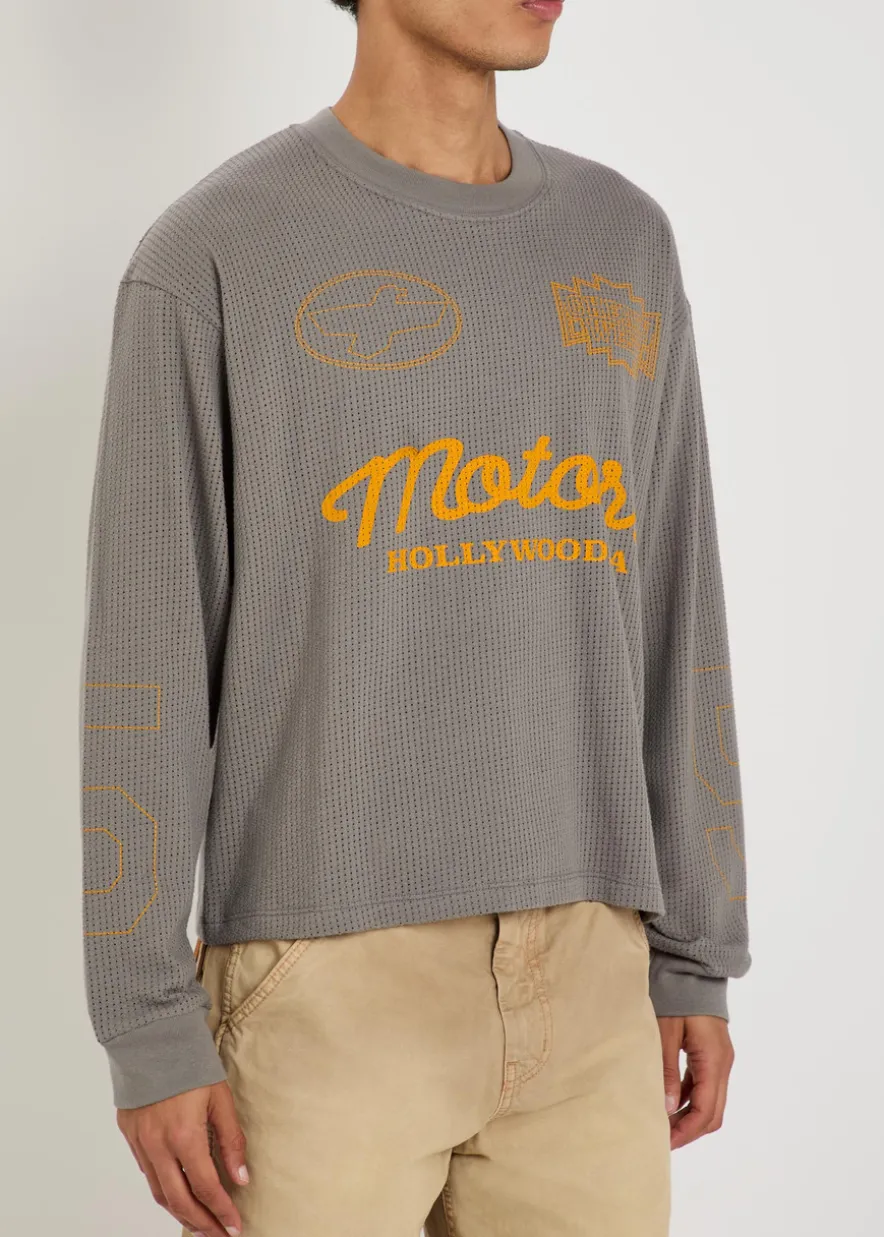 Mesh Motors printed cotton-mesh T-shirt