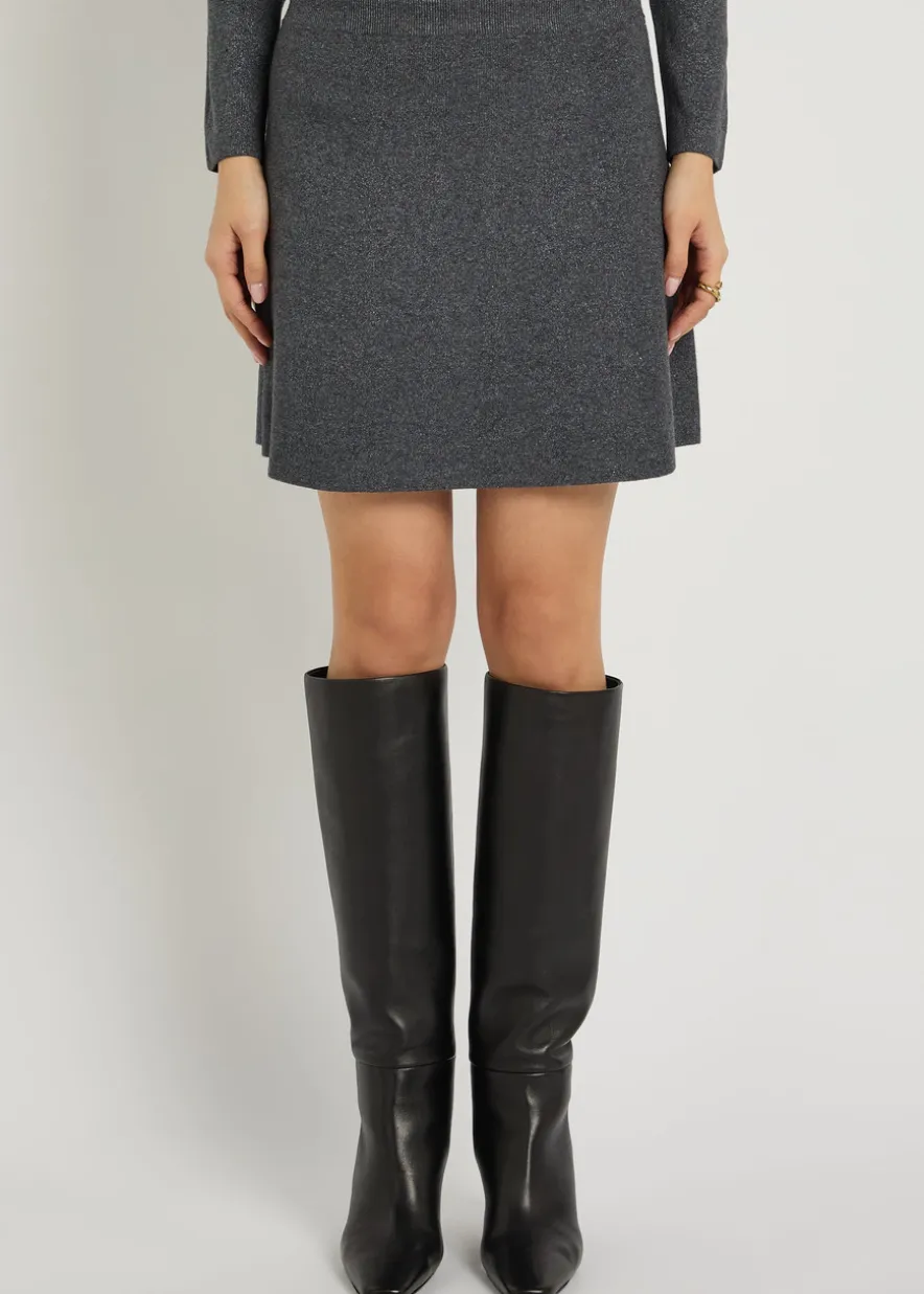 Metallic knit mini skirt