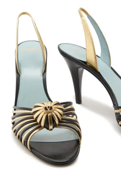 85 metallic leather slingback sandals