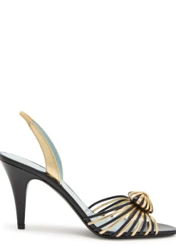 85 metallic leather slingback sandals