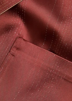 Metallic-pinstripe satin shirt jacket
