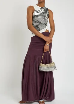 Metallic-print stretch-cotton tank top