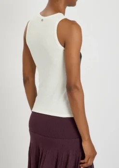 Metallic-print stretch-cotton tank top