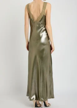 Metallic silk maxi dress