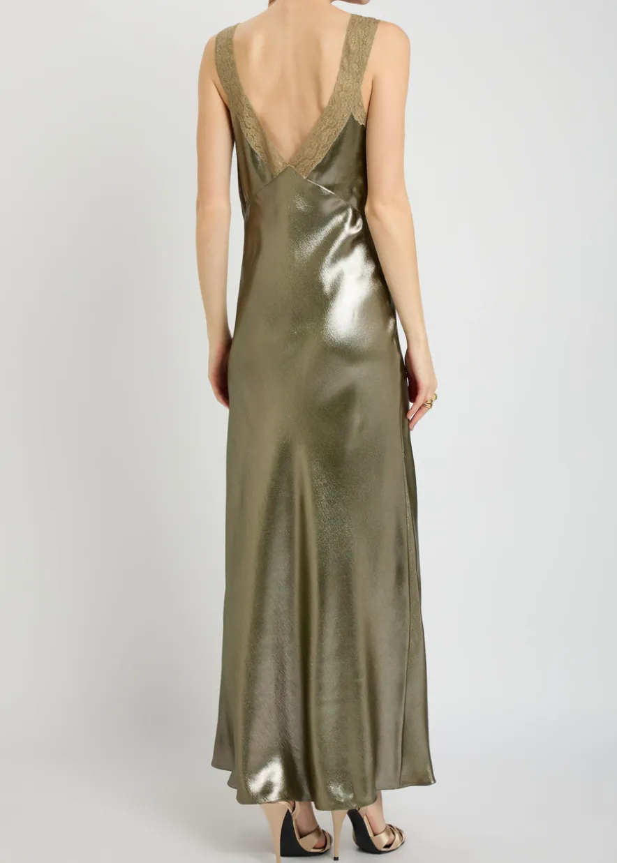 Metallic silk maxi dress