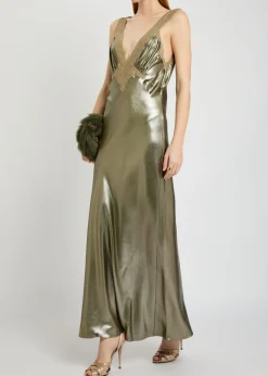 Metallic silk maxi dress