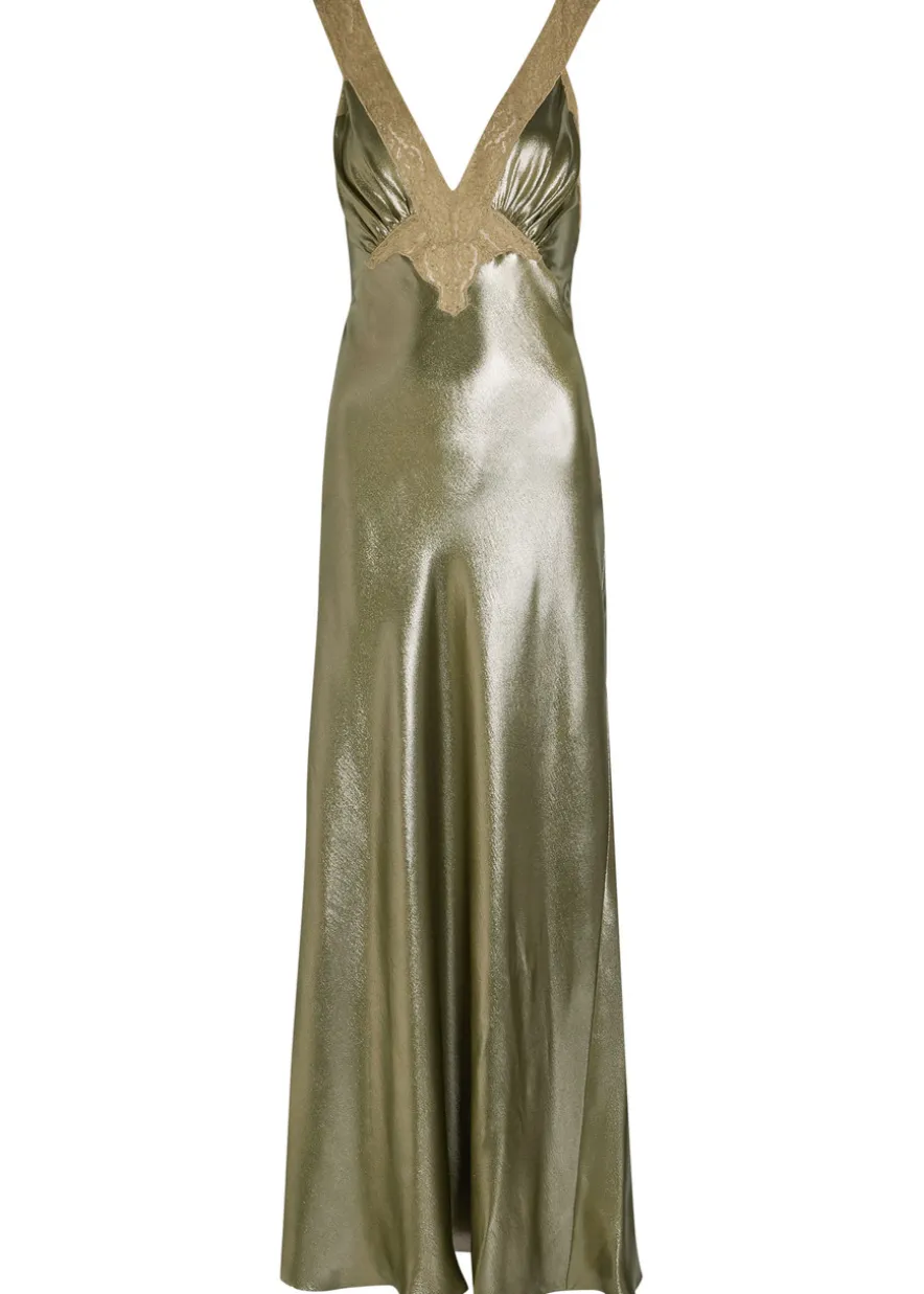 Metallic silk maxi dress