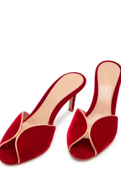 Metallic-trim velvet mules