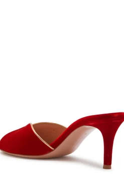 Metallic-trim velvet mules