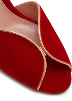 Metallic-trim velvet mules