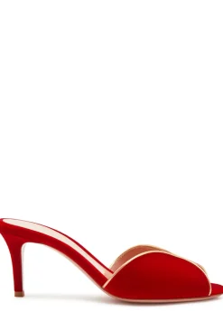 Metallic-trim velvet mules