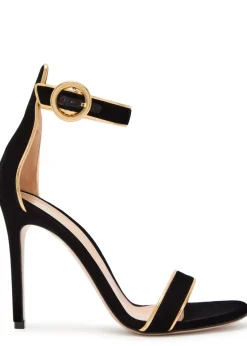 105 metallic-trim velvet sandals