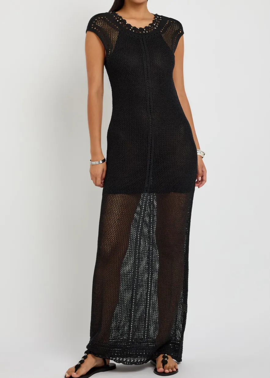 Metaya bead-embellished crochet maxi dress