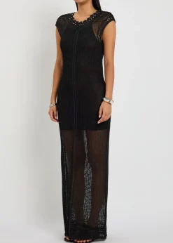 Metaya bead-embellished crochet maxi dress