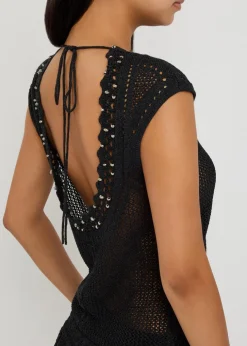 Metorie bead-embellished crochet top