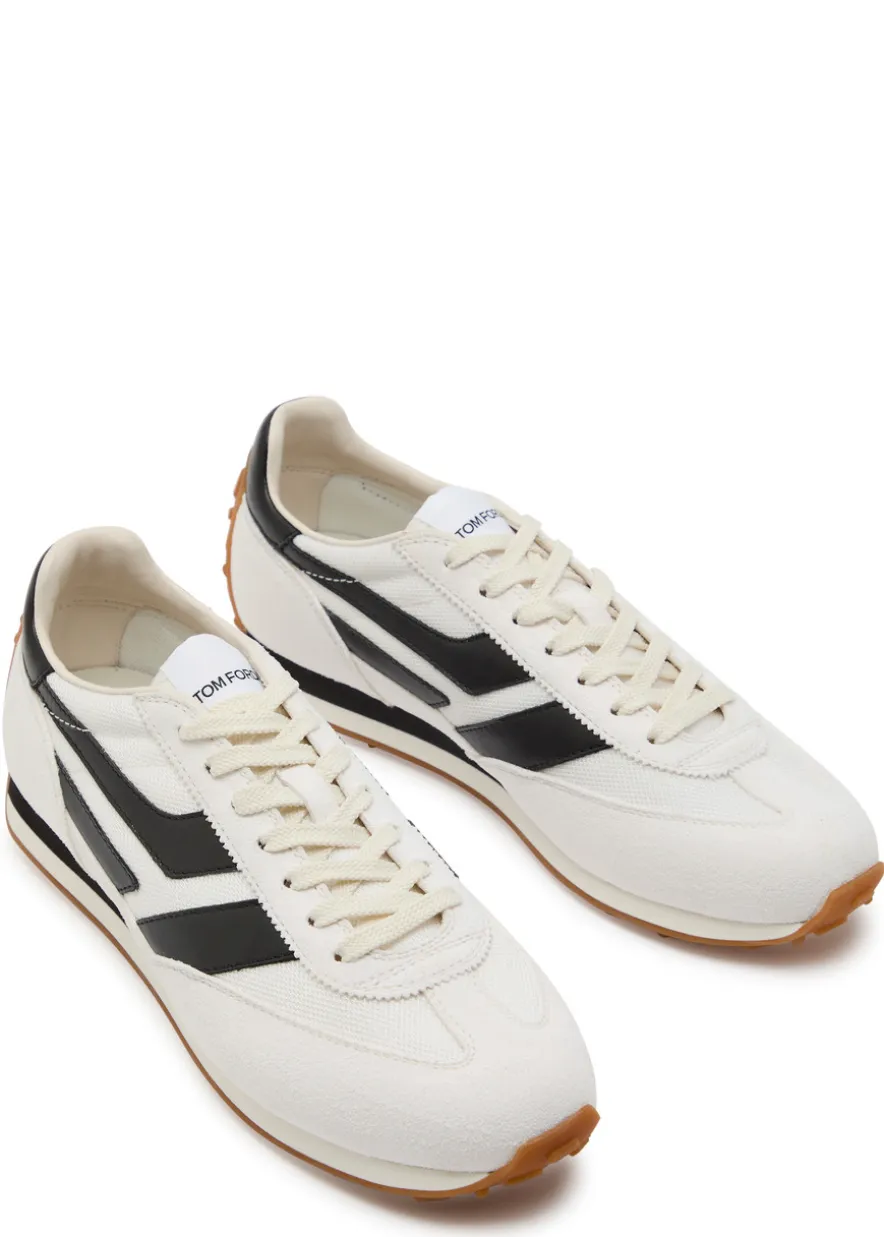 Mick panelled mesh-knit sneakers