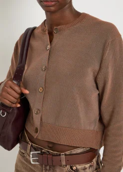 Micro cotton-blend cardigan