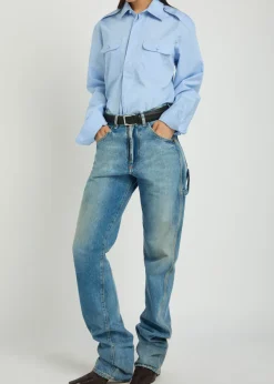 Military cotton-poplin shirt