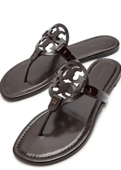 Miller logo patent leather flip flops