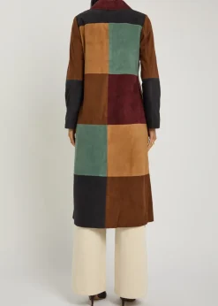 Milly patchwork suede coat
