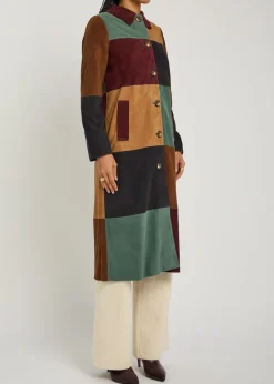 Milly patchwork suede coat