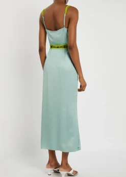 Mimi lace-trim satin midi dress