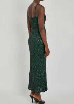 Mimi sequin-embellished satin maxi dress