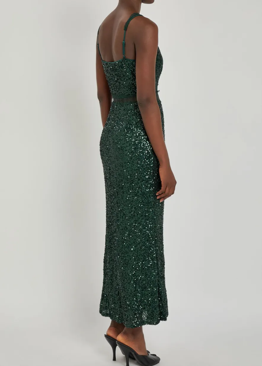 Mimi sequin-embellished satin maxi dress