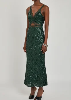 Mimi sequin-embellished satin maxi dress