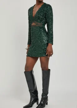 Mimi sequin-embellished satin mini dress