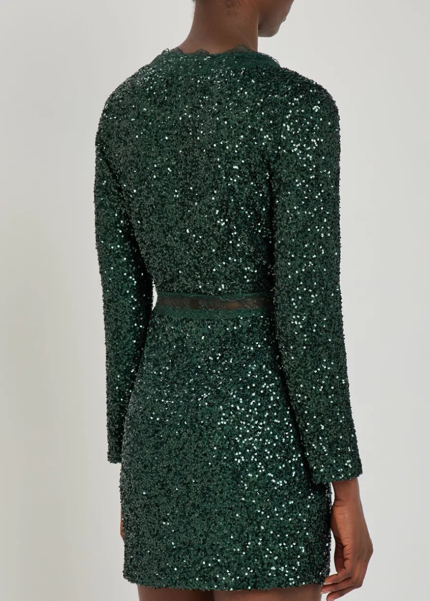 Mimi sequin-embellished satin mini dress
