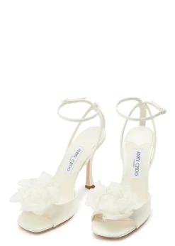 Mimmi 100 floral-appliquéd satin sandals