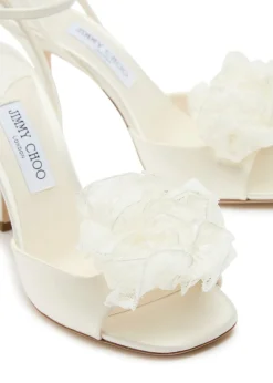 Mimmi 100 floral-appliquéd satin sandals