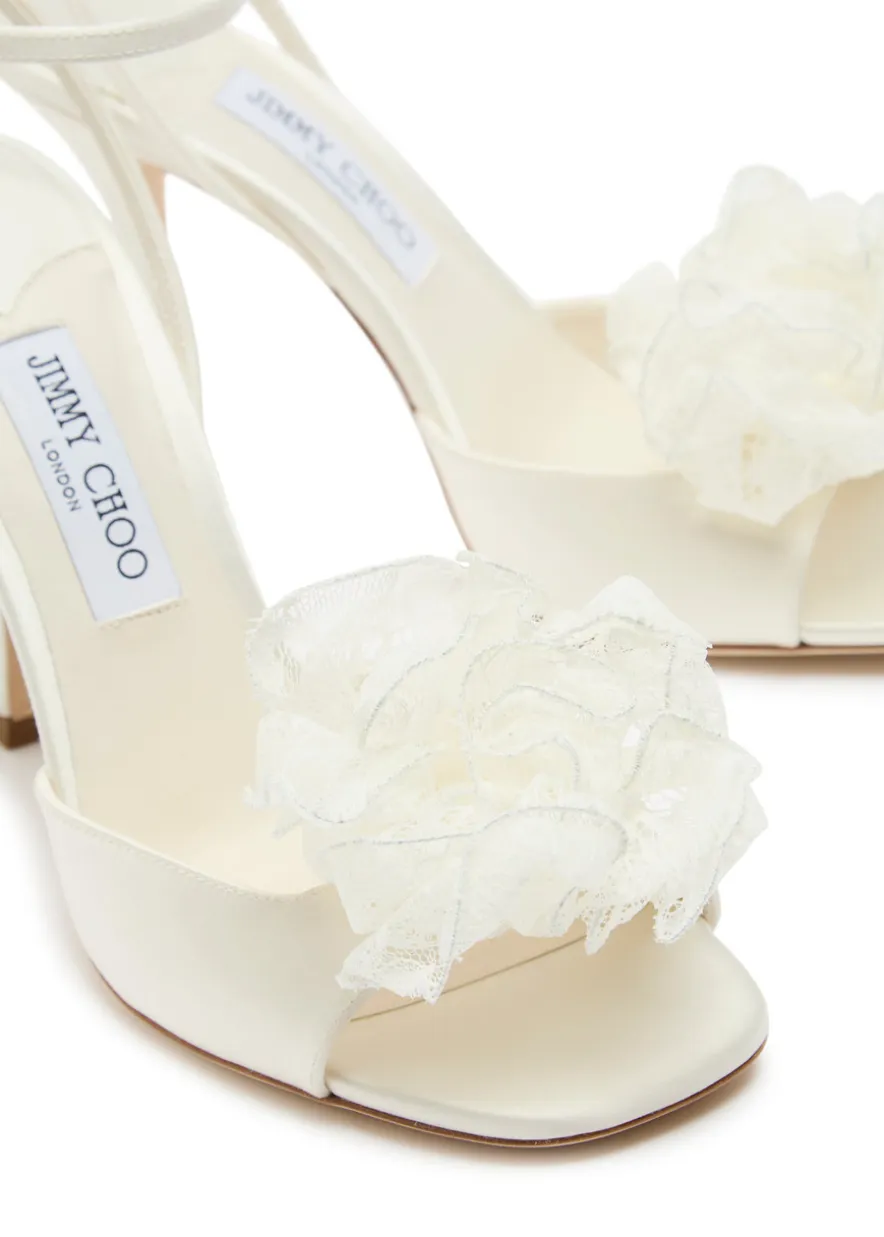 Mimmi 100 floral-appliquéd satin sandals
