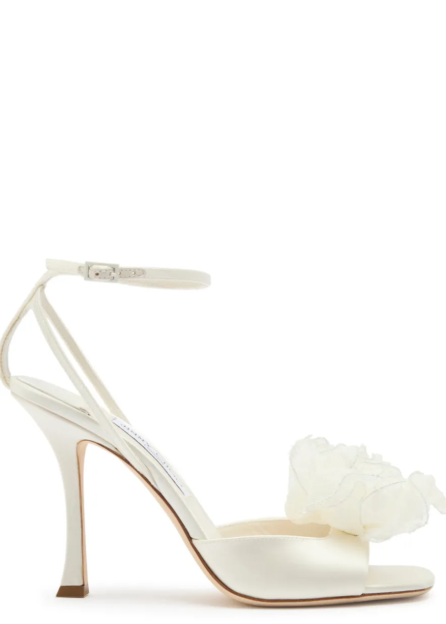 Mimmi 100 floral-appliquéd satin sandals