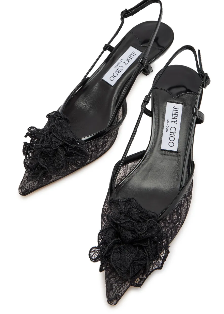 Mimmi 50 lace slingback pumps