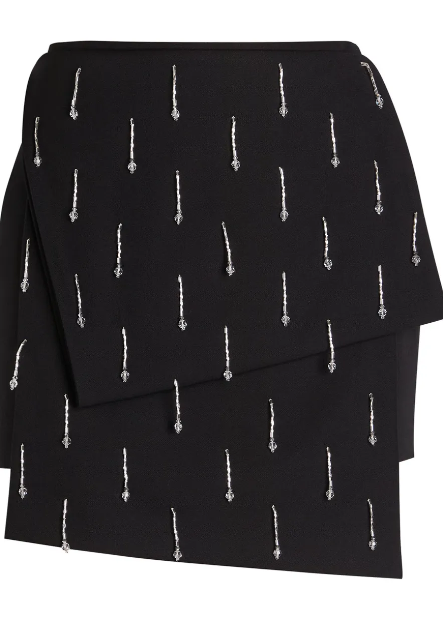 Mina crystal-embellished wool mini skirt