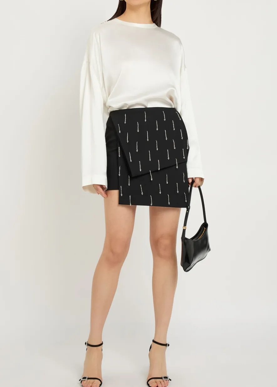 Mina crystal-embellished wool mini skirt