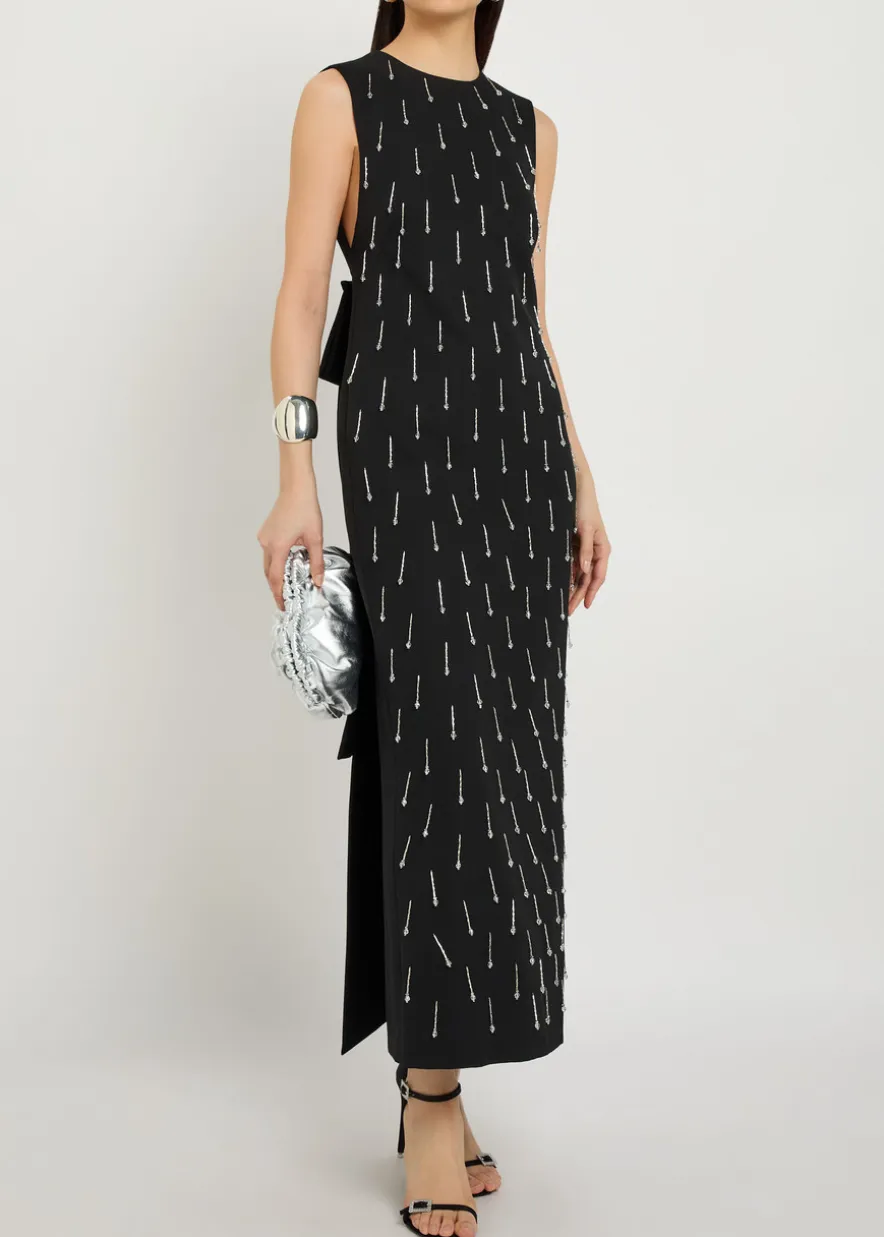 Mina crystal-embellished wool midi dress
